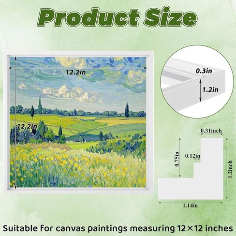 4Pcs Canvas Frame, 12"x12" Canvas Floater Frames, Floating Frame for Wall Art Oil Painting Paint Living Room Decor (White) in Kuwait