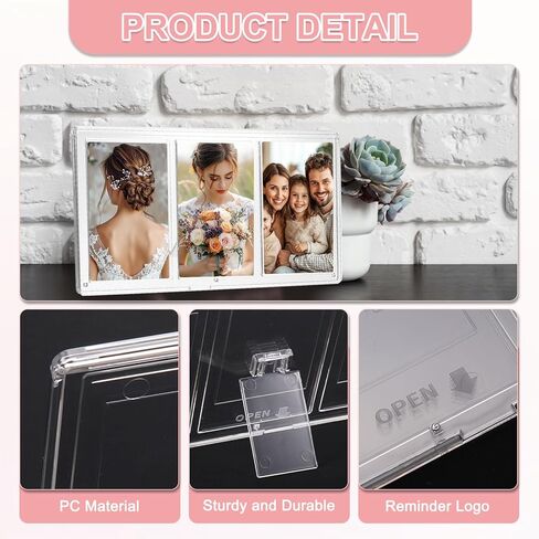 uxcell Mini Collage Picture Frame, 3 in 1 Mini Photo Frame 2.1 x 3.4 Inch 3 Grids Clear Mini Photo Vertical Frame for 3 Inch Photos Desktop Tabletop Display, Transparent in Saudi Arabia