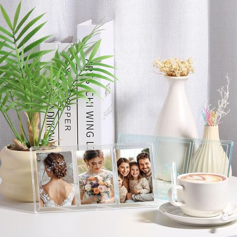uxcell Mini Collage Picture Frame, 3 in 1 Mini Photo Frame 2.1 x 3.4 Inch 3 Grids Clear Mini Photo Vertical Frame for 3 Inch Photos Desktop Tabletop Display, Transparent in Saudi Arabia
