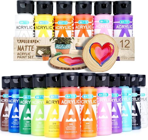 AUREUO Terra Cotta Acrylic Paint Set - 8 Colors x 2 Fl Oz / 59ml Matte Satin Finish Clay Paints, Art Supplies for Terracotta Pots in Kuwait