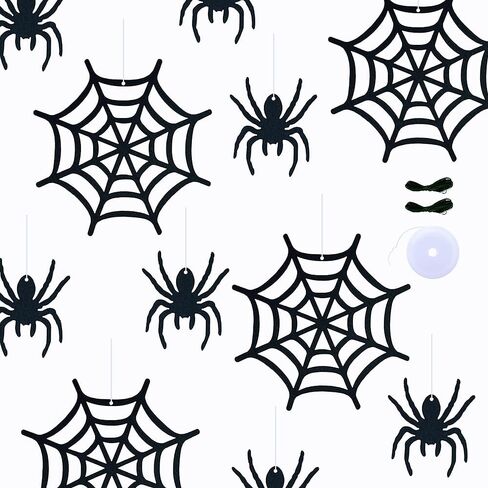 30 PCS Black Spider Ornament Felt Hanging Spider Web Halloween Decorations Bulk for House Home Decorations in Saudi Arabia