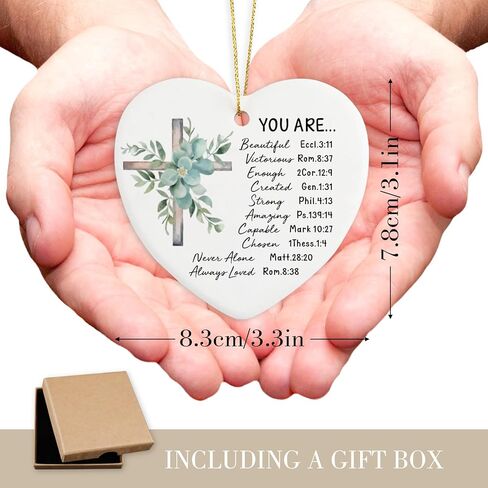 Easter Ornament Religious Gifts for Women Men Ornament Keepsake Sign Heart Plaque Spiritual Gifts Baptism Gifts Encouragement Gifts for Best Friend BFF Easter Decorations in Saudi Arabia