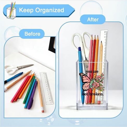 حامل قلم رصاص منظم من الأكريليك من You Are Not Broken، منظم تخزين فرش المكياج على شكل فراشة، حامل إكسسوارات مكتب الفراشة المضحكة للنساء والأم والابنة والأخت والصديقة الناجية in Kuwait