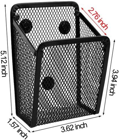 Magnetic Organizer Box, Mesh Stainless Steel Basket, Metal Writing Utensil Storage Organizer for Sticky Notes Paper Clips, for Refrigerator Metal Desk Kitchen and Home Office in Saudi Arabia