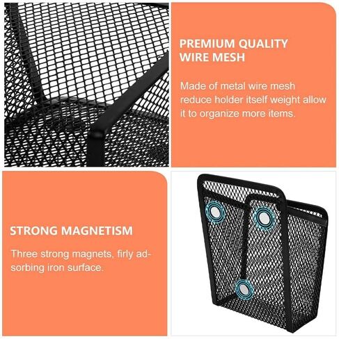 Magnetic Organizer Box, Mesh Stainless Steel Basket, Metal Writing Utensil Storage Organizer for Sticky Notes Paper Clips, for Refrigerator Metal Desk Kitchen and Home Office in Saudi Arabia