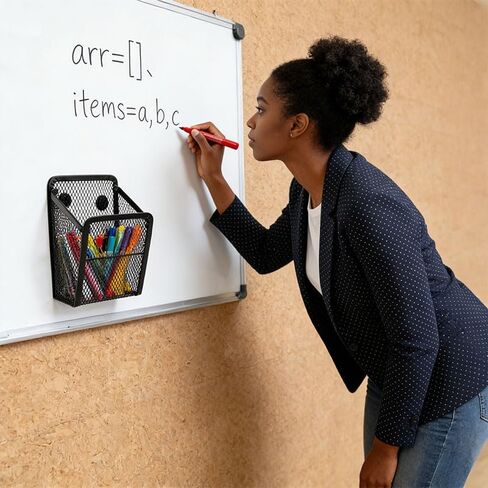Magnetic Organizer Box, Mesh Stainless Steel Basket, Metal Writing Utensil Storage Organizer for Sticky Notes Paper Clips, for Refrigerator Metal Desk Kitchen and Home Office in Saudi Arabia