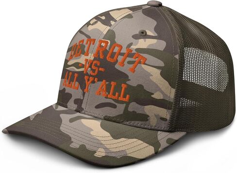 NG Camo Detroit vs All Yall Embroidered Curved Bill Camouflage Trucker Hat Low Crown Adjustable Snapback Cap in Saudi Arabia