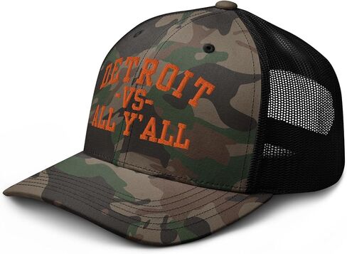 NG Camo Detroit vs All Yall Embroidered Curved Bill Camouflage Trucker Hat Low Crown Adjustable Snapback Cap in Saudi Arabia