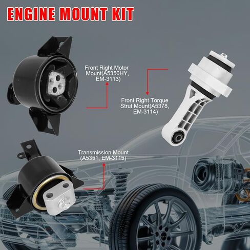 3Pcs Engine Motor Mounts & Trans Mount for Chevrolet Aveo 2004-2011 ,Aveo5 L4 1.6L 2006-2011 ,for Pontiac G3 2007-2010 ,Wave 2005-2008,Wave5 2005-2007 L4 1.6L Manual Replace A5378 A5350HY A5351 in Kuwait