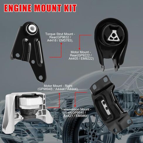 Engine Motor & Transmission Mount Kit 4pcs Compatible with 2010-2013 for Mazda 3/2012-2015 5/2012-2013 3 Sport 2.5L Replace A4444 A4405 A4418 A4421 in Kuwait