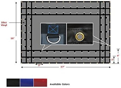 Mytee Products 16' x 27' Flatbed Truck 18 Oz Steel Tarp with 4 FT Drop - Black Heavy Duty Vinyl Waterproof Tarp for Trailers to Protect Cargo from Wind, Rain, Snow and Sun in Saudi Arabia