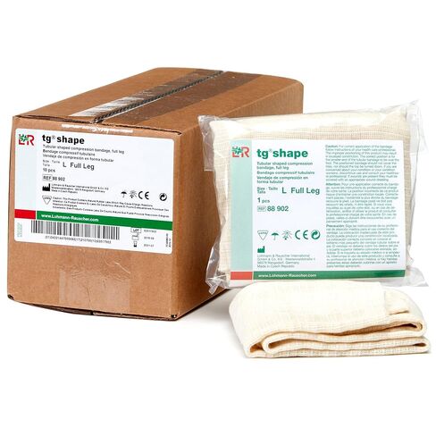 tg shape Shaped Tubular Bandage, Full Leg Medical Compression Wrap for the Thigh, Knee Calf, Ankle, & Foot, Seamless Stockinette Tube for Retention, Lymphedema, & Swelling, Size X-Large, Box of 10 in Kuwait