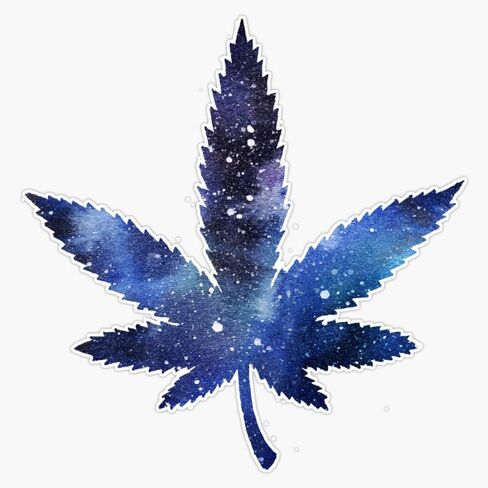 MAGNET Cannabis Leaf - Blue Universe Magnetic Vinyl Sticker Decal Magnet 5" in Saudi Arabia