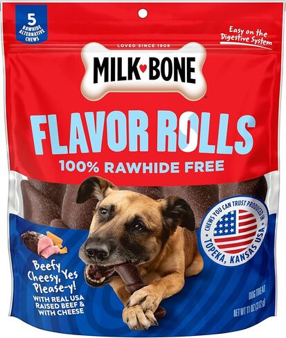 Milk-Bone Flavor Rolls Chicken Doodle Dandy Rawhide Free Dog Treat with Chicken, 5-Count Bag in Saudi Arabia