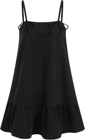CIDER Womens Overall Dress Denim Jumper with Pockets Adjustable Strap Ruffle Hem Jean Dresses Loose Fit Summer Outfits in Saudi Arabia