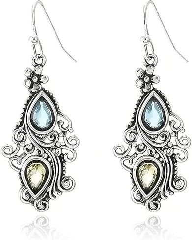 Creative flower water drop tassel leaf earrings retro crystal stone pattern earrings fashion party accessories women's gift earrings in Saudi Arabia