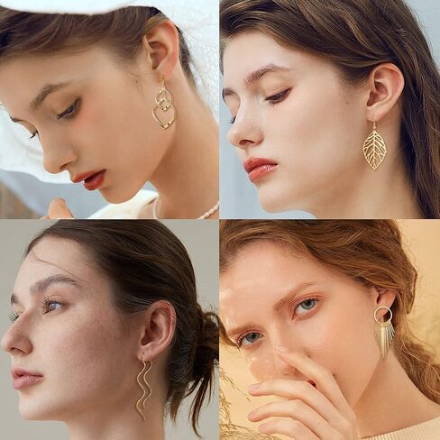 9 Pairs Drop Dangle Earrings Set for Women Stainless Steel Earrings Boho Vintage Silver/Gold Drop Earrings Set Long Bar Earrings Fashion Jewellery in Saudi Arabia