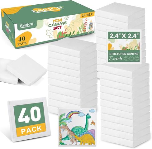 ESRICH Mini Canvases for Painting 4x4 Canvas Value Pack for 48PCS, 2/5In Thickness Small Canvas, Blank Canvas Bulk are Great for School Projects,Kids Birthday Party and Wall Decoration., white in Kuwait