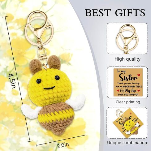 Soul Sister Gifts for Women Birthday Gifts for Sister Cute Bee Keychain Best Sisters Ever Gift from Sisters Brother Christmas Gift Ideas Funny Sis Keyring in Kuwait