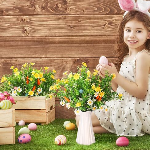 6 قطع من Yunlly بيض عيد الفصح ينبع من أعواد التوت الربيعية مع تزيين البيض والجزر وأعواد البيض المرقطة الملونة وسيقان التوت الربيعية لمزهرية عيد الفصح المركزية in Saudi Arabia