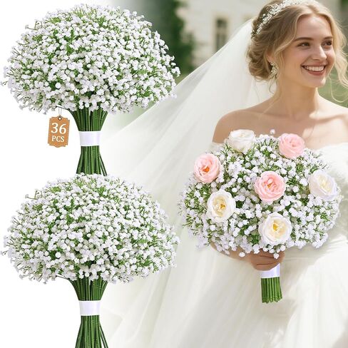 مارتين مول 36 جهاز كمبيوتر شخصى من الزهور الاصطناعية للتنفس، زهور بيضاء للتنفس للأطفال، زهور اصطناعية كبيرة الحجم ذات ملمس حقيقي، زهور جيبسوفيلا صناعية لحفلات الزفاف والمنزل وديكور ترتيب الزهور in Kuwait