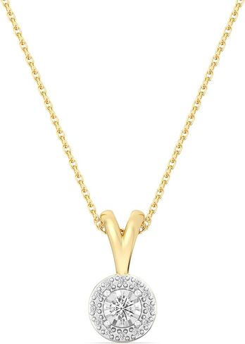 قلادة من الفضة الإسترلينية مطلية بالذهب عيار 14 قيراط من GILDED، 0.10 قيراط، SI1 F-Color Lab Grown Diamond، سلسلة 18 بوصة مع قفل حلقة زنبركية in Saudi Arabia