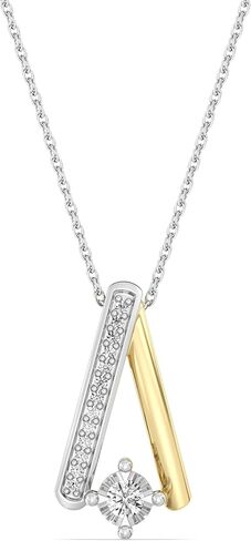 GILDED Itsy Bitsy 14KT Gold Plated Sterling Silver Pendant Necklace, 0.10 Cttw, SI1 F-Color Lab Grown Diamond, 18" Chain with Spring Ring Lock in Kuwait