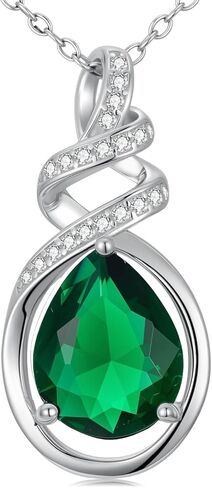 Teardrop Necklace 925 Sterling Silver Birthstone Necklace for Women Pendant Gemstone Infinity Love Anniversary Birthday Jewelry Christmas Gifts for Mom Her Wife in Kuwait