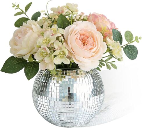 9 Piece Disco Ball Vase, Glass Disco Ball Vase, Mirror Disco Ball, Candle Holder Vase, Disco Ball Decorations, Wedding Centerpieces, Birthday Parties, Bedroom, Office Decorations (5 x 6 inches) in Kuwait