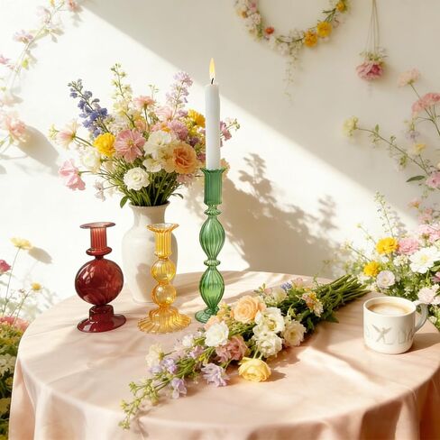 3 قطعة حامل شمعدان زجاجي مجموعة من 3 للزينة حامل شموع كروي عتيق لعيد الحب وحفلات الزفاف وأعياد الميلاد قطعة مركزية in Kuwait