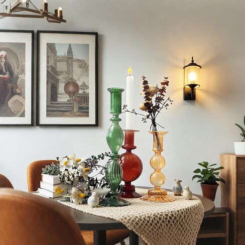 3 قطعة حامل شمعدان زجاجي مجموعة من 3 للزينة حامل شموع كروي عتيق لعيد الحب وحفلات الزفاف وأعياد الميلاد قطعة مركزية in Kuwait