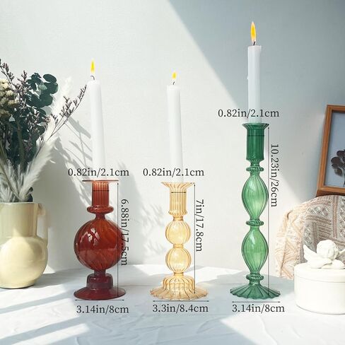 3 قطعة حامل شمعدان زجاجي مجموعة من 3 للزينة حامل شموع كروي عتيق لعيد الحب وحفلات الزفاف وأعياد الميلاد قطعة مركزية in Kuwait
