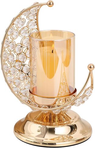 VALICLUD حامل شموع رمضان على شكل قمر شمعدان 9.25 × 7.67 × 5.51 بوصة حامل شمع معدني حديدي لعيد مبارك ديكور المنزل زخرفة طاولة الحفلات in Kuwait