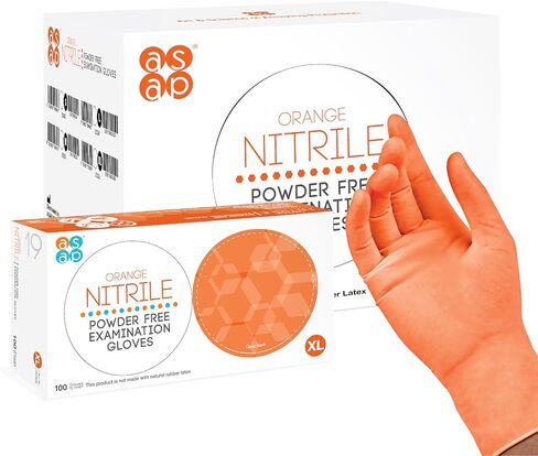 ASAP Orange Nitrile Powder Free Examination Gloves, Disposable, 4.5 mil, Medical, Food Safe, Tattoo, Cooking, Cleaning, Car in Kuwait
