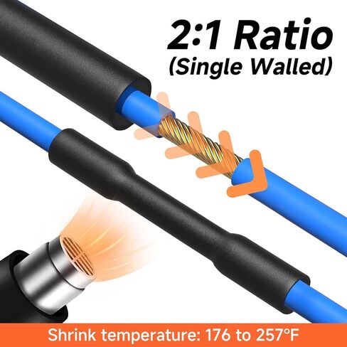 Heat Shrink Tube, Wire Wrap Electrical Cable Ratio 2:1 Heat Shrinkable Shrinking Sleeving Black 1M / 3.3Ft Dia 70mm (70MM) in Kuwait