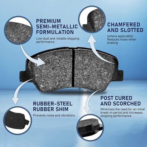 8 قطعة منصات الفرامل الأمامية والأحذية الخلفية مجموعة استبدال السيارات لتويوتا سيينا 3.0L 1998 1999 2000 2001 2002 2003 in Kuwait