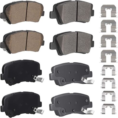 8PCS Front Geramic&Rear Semi-Metallic Brake Pads Fit for Hyundai Elantra 1.8L 2011-2016 2.0L 2014-2016,for Elantra GT 1.8L 2013 2.0L 2014-2016,for Veloster 2012-2016(With Hardware) in Saudi Arabia