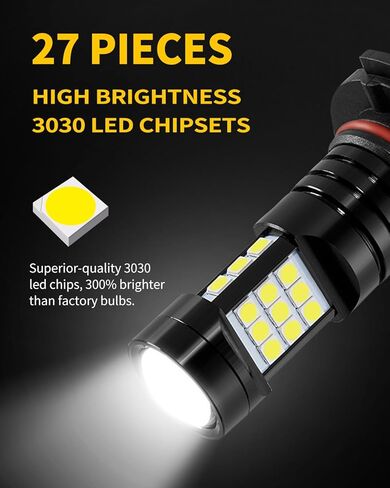 6000K Xenon White H10 9145 9140 LED Fog Lights Bulb Compatible with 2007 2008 2009 Jeep Wrangler, Pack of 2 in Saudi Arabia