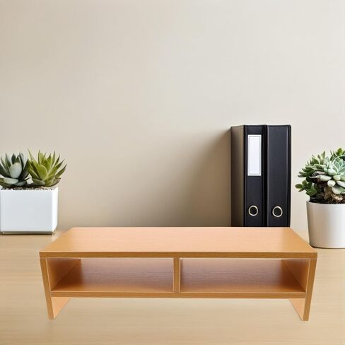 NOLITOY Wooden Computer Monitor Riser for Desk Double-layer Desktop Shelf Stand Home Office Workspace Organizer Classic Natural Wood Color in Saudi Arabia
