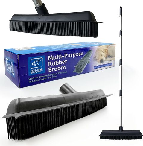 مكنسة مطاطية لازالة شعر الحيوانات الاليفة، فرشاة ارضية للفرو، مكنسة لازالة شعر الكلاب والفراء والغبار والاوساخ لتنظيف جميع الاسطح، مكنسة سيليكون مع ممسحة مدمجة لمسح الانسكابات in Kuwait