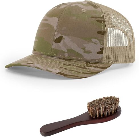 The Hat Pros Richardson 112T/PT No Button Crown Tactical Trucker Snapback Hat Bundle with THP Hat & Clothing Brush in Kuwait