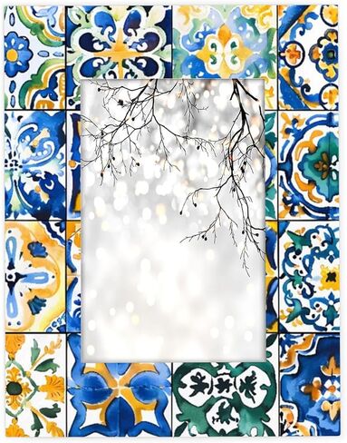 إطار صورة بنمط البلاط المكسيكي العرقي مقاس 5 × 7، وعرض الصور مقاس 4.6 × 6.6 بدون حصيرة، وإطارات صور أنيقة لتزيين جدار معرض المنزل in Kuwait