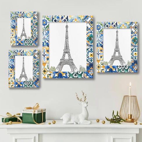Ethnic Mexican Tile Pattern 5x7 Picture Frame, Display Photos 4.6x6.6 without Mat, Elegant Picture Frames Collage Wall Home Gallery Decor in Saudi Arabia
