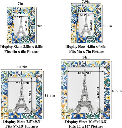 Ethnic Mexican Tile Pattern 5x7 Picture Frame, Display Photos 4.6x6.6 without Mat, Elegant Picture Frames Collage Wall Home Gallery Decor in Saudi Arabia