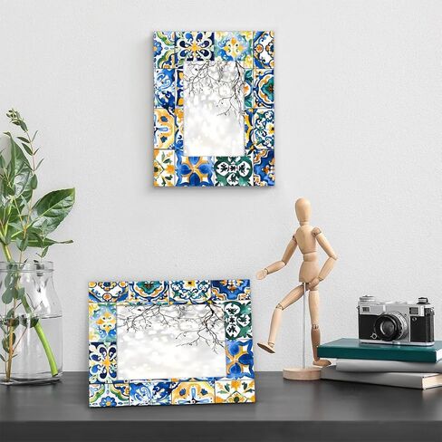 Ethnic Mexican Tile Pattern 5x7 Picture Frame, Display Photos 4.6x6.6 without Mat, Elegant Picture Frames Collage Wall Home Gallery Decor in Saudi Arabia