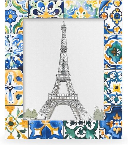 Ethnic Mexican Tile Pattern 5x7 Picture Frame, Display Photos 4.6x6.6 without Mat, Elegant Picture Frames Collage Wall Home Gallery Decor in Saudi Arabia