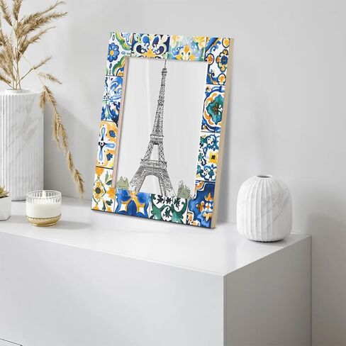 Ethnic Mexican Tile Pattern 5x7 Picture Frame, Display Photos 4.6x6.6 without Mat, Elegant Picture Frames Collage Wall Home Gallery Decor in Saudi Arabia
