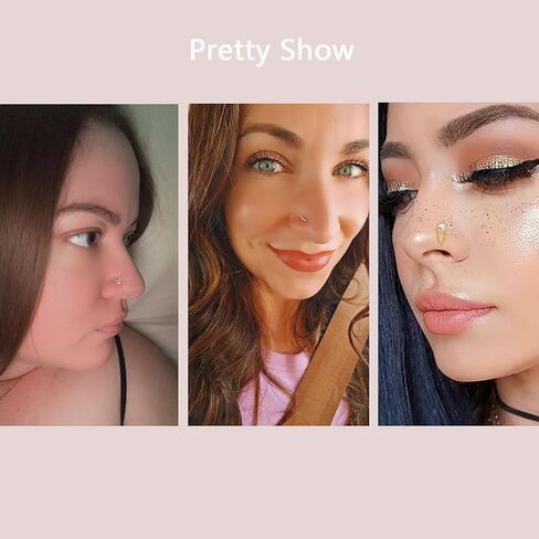 Zolure Nose Rings L Shape Nose Studs for Women Stainless Steel Body Piercing Jewelry Butterfly Flower Heart Moon Dangle Cute Pink Clear CZ in Kuwait