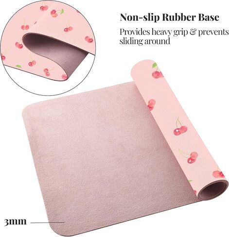 Idocolors Lovely Cherry Desk Mat, Pink Extended Gaming Keyboard Mouse Pad, Large Cute Kawaii Women Office Desk Cover Mat Protector 31.5"x15.7" in Saudi Arabia