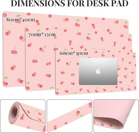 Idocolors Lovely Cherry Desk Mat, Pink Extended Gaming Keyboard Mouse Pad, Large Cute Kawaii Women Office Desk Cover Mat Protector 31.5"x15.7" in Saudi Arabia